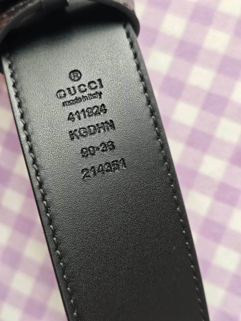 Gucci GG Monogram Belt Gold Interlocking G Buckle Size 90(36) - Picture 8 of 9